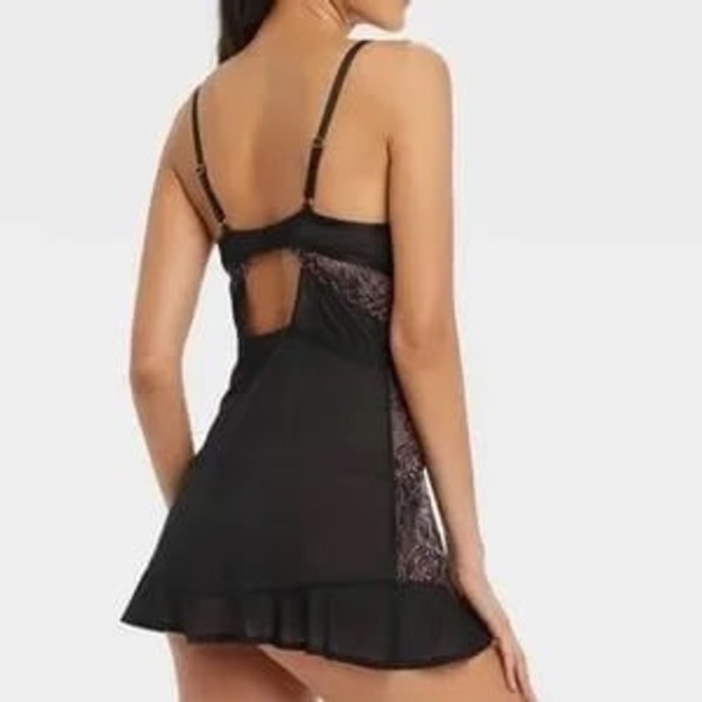 Auden Intimates & Sleepwear Lace Babydoll  Chemise‎ Black Womens XS - Picture 2 of 10